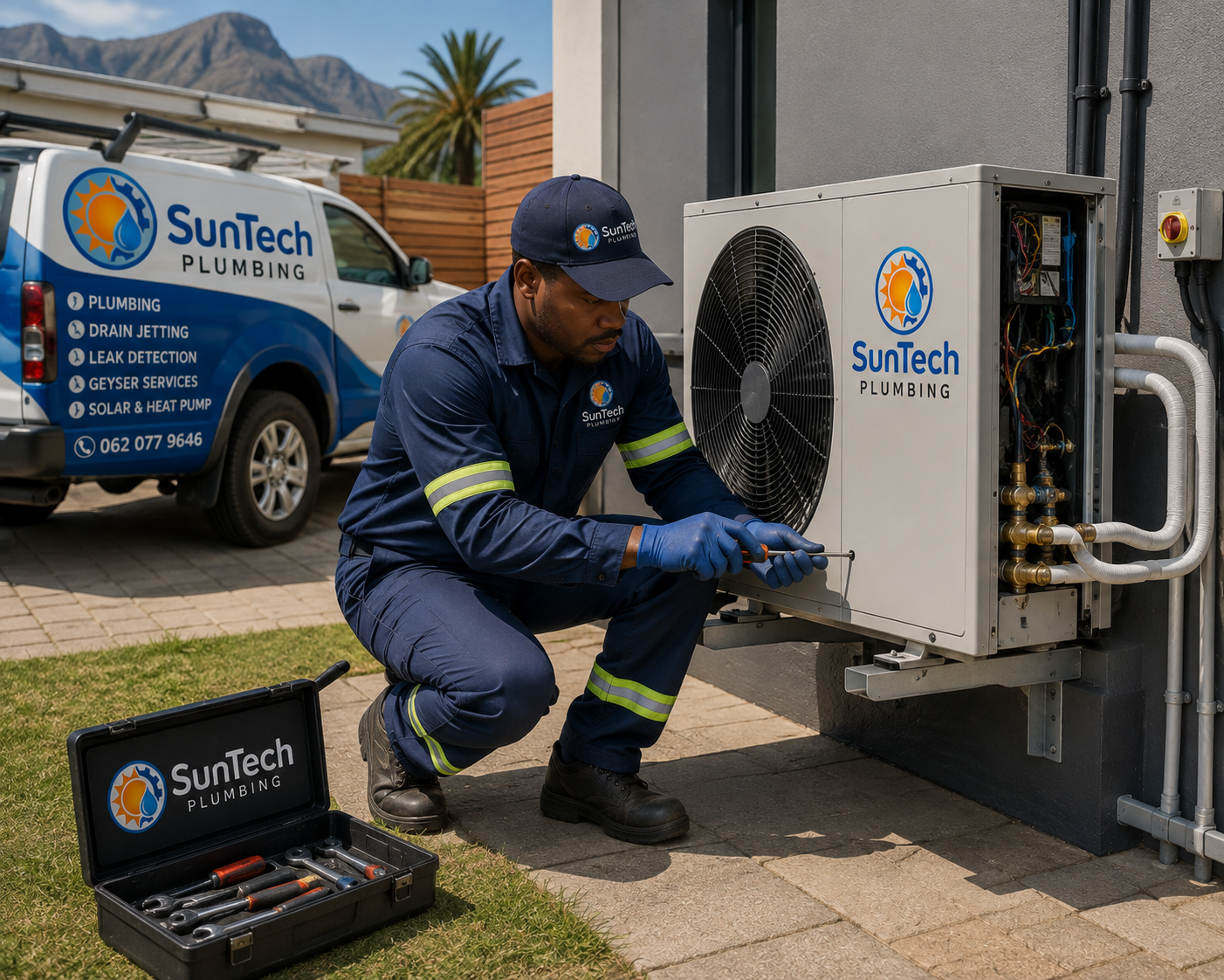 Heat pump installation at a residential water heating station