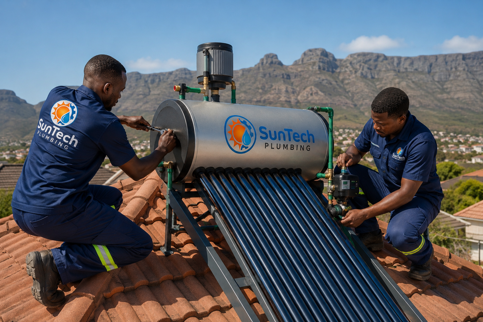 Solar geyser and pump installation on a Cape Town home